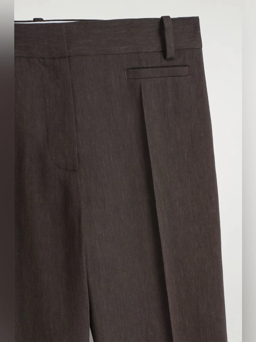 COS Brown Tailored Linen Straight Pants